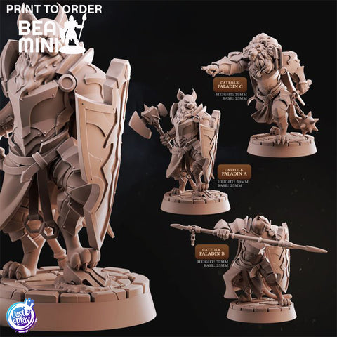 Catfolk Paladins | BeaMini Print to Order Miniatures