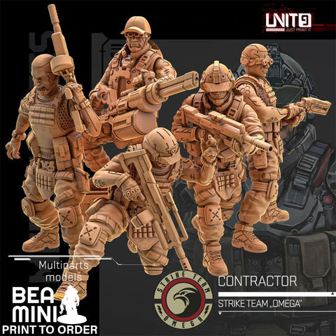 Cyberpunk - Contractors - Mercenaries Strike Team | BeaMini Print to Order Miniatures
