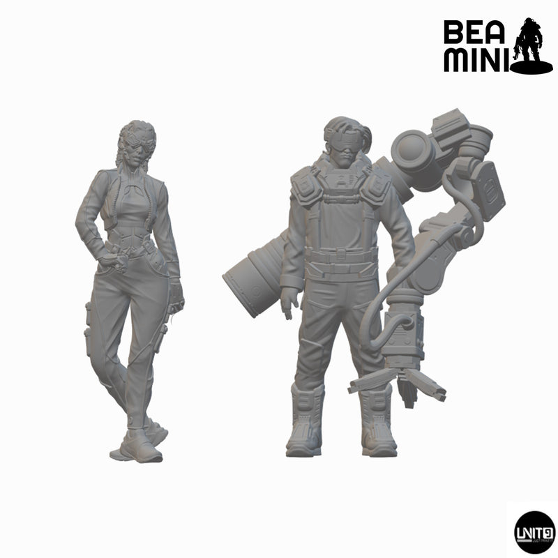 Jarvis & Sporty | BeaMini Unpainted Sci-fi Miniatures