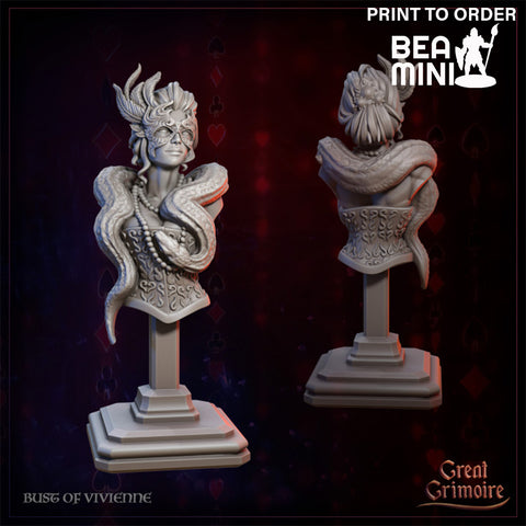 Bust of Vivienne Shadowmere | BeaMini Print to Order Miniatures