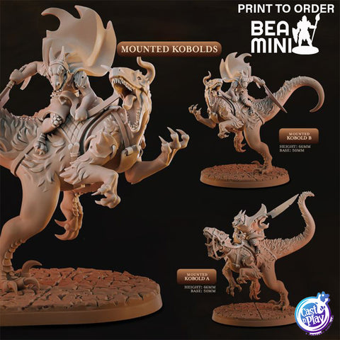 Mounted Kobolds | BeaMini Print to Order Miniatures
