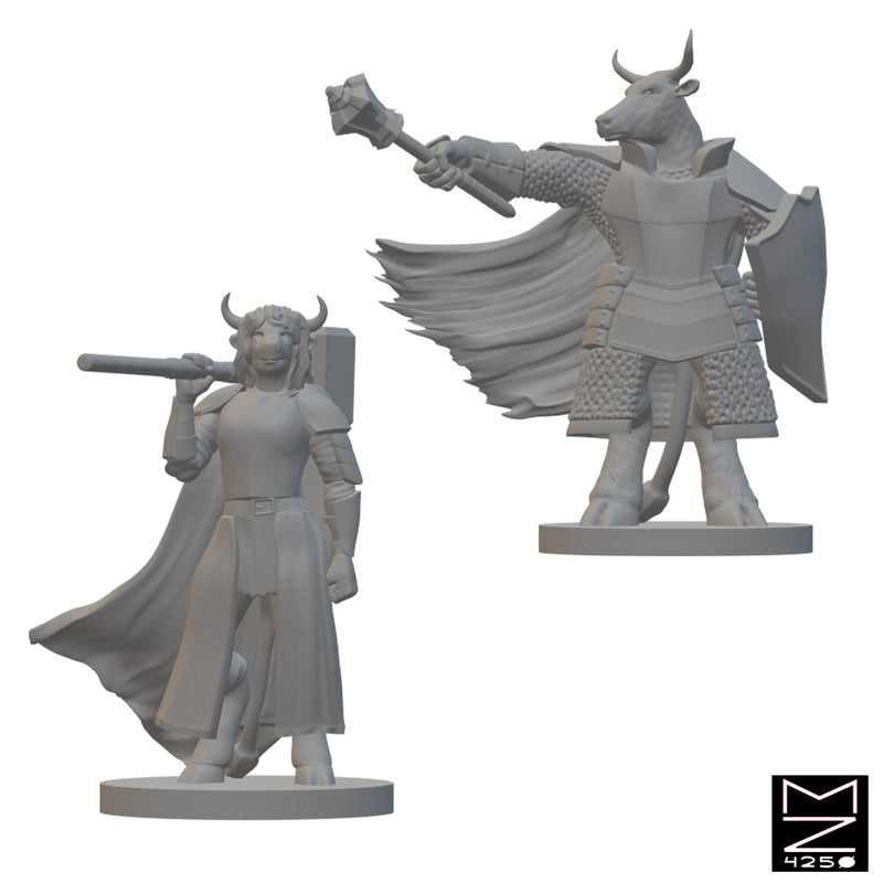 Minotaur Clerics | BeaMini Unpainted RPG Miniatures