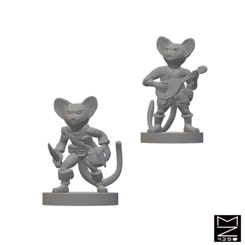 Mousefolk Bard and Rogue | BeaMini Unpainted RPG Miniatures