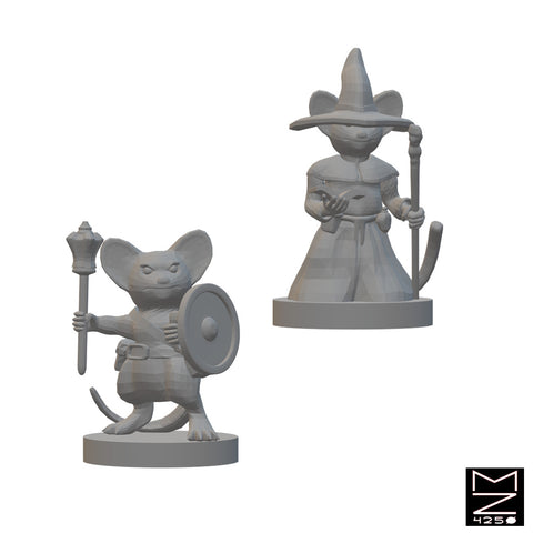 Mousefolk Cleric and Wizard | BeaMini Unpainted RPG Miniatures