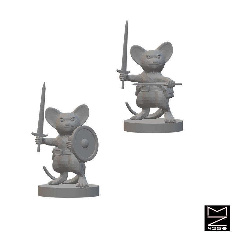 Mousefolk Fighters | BeaMini Unpainted RPG Miniatures