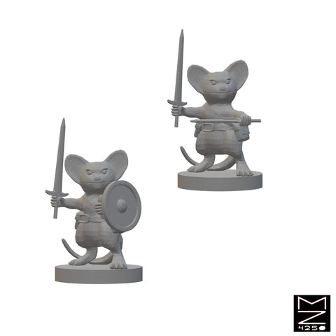 Mousefolk Fighters | BeaMini Unpainted RPG Miniatures