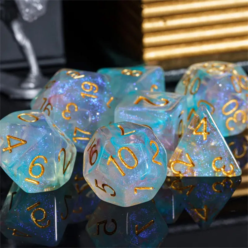 Mystic Swirl - 7 Piece Polyhedral Dice Set + Dice Bag