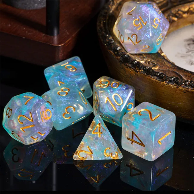 Mystic Swirl - 7 Piece Polyhedral Dice Set + Dice Bag