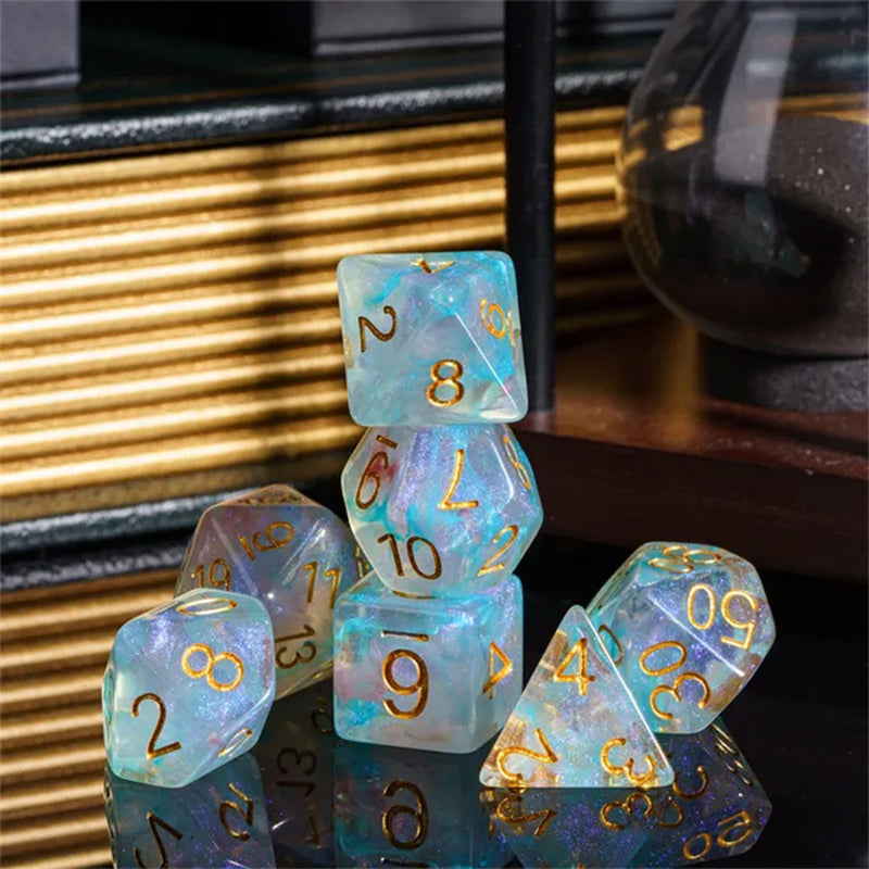 Mystic Swirl - 7 Piece Polyhedral Dice Set + Dice Bag