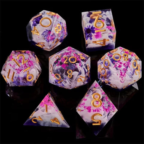 Nightshade - Handcrafted Sharp Edge Dice Set and Dice Case