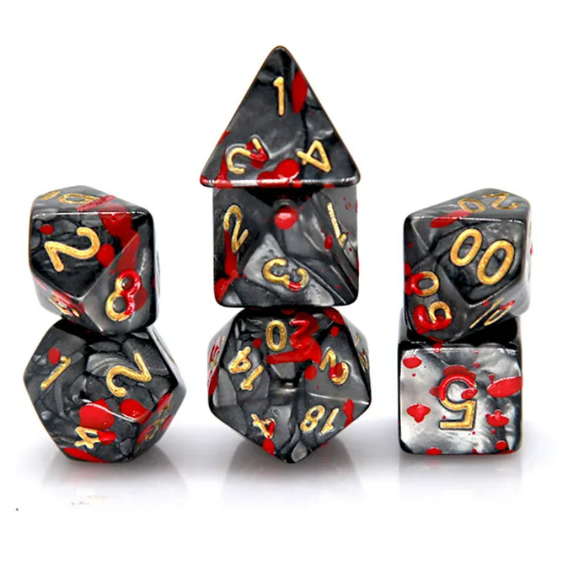 Nights Blood - 7 Piece Polyhedral Dice Set + Dice Bag
