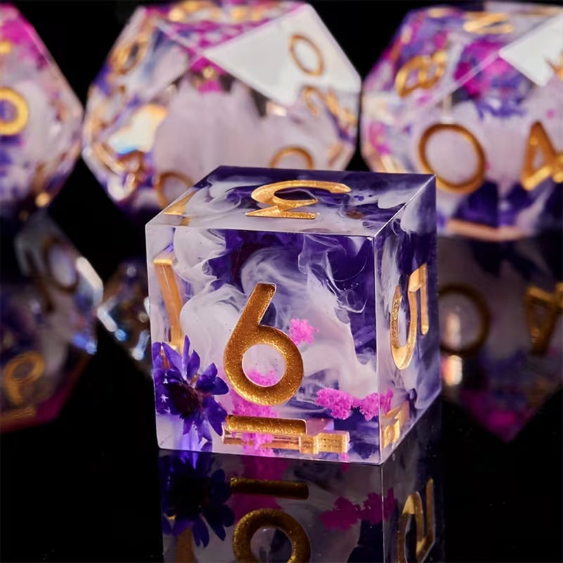 Nightshade - Handcrafted Sharp Edge Dice Set and Dice Case