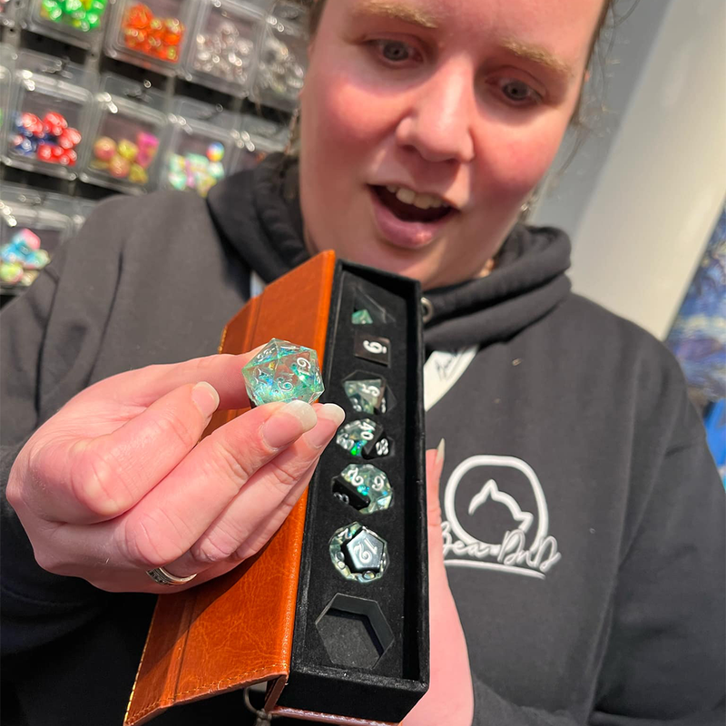Ocean's Treasure - Handcrafted Sharp Edge Dice Set & Dice Case