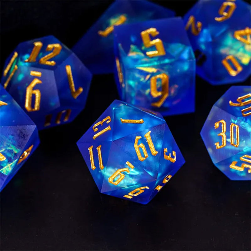 Oceans Embrace - Handcrafted Sharp Edge Dice Set & Dice Case