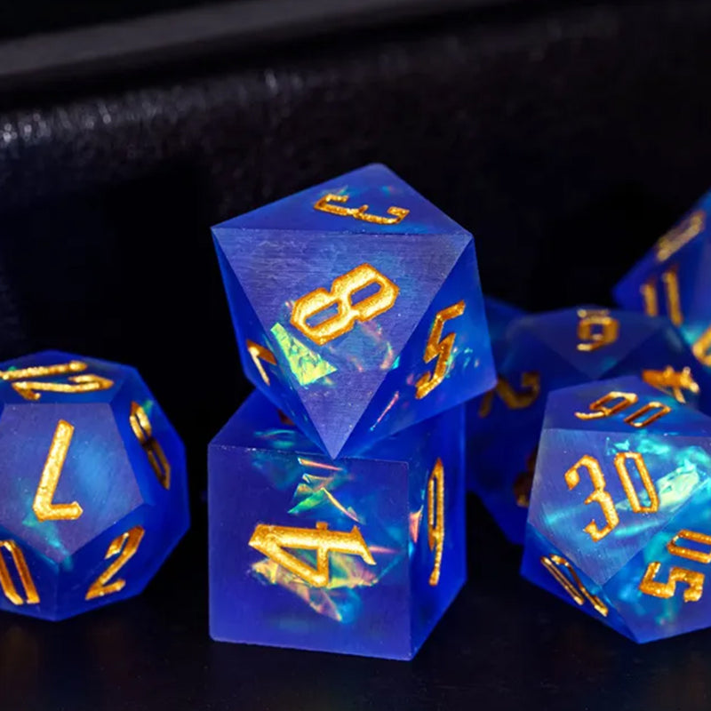 Oceans Embrace - Handcrafted Sharp Edge Dice Set & Dice Case