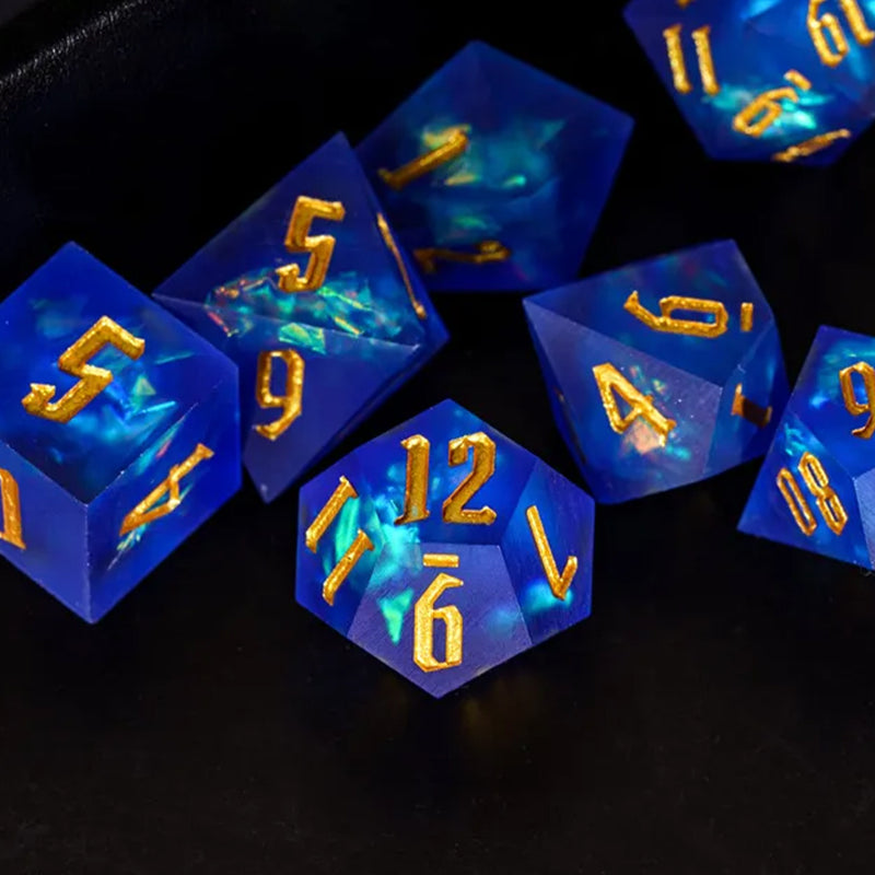 Oceans Embrace - Handcrafted Sharp Edge Dice Set & Dice Case