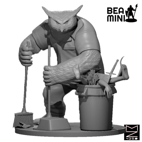Oren The Owlbear Dungeon Janitor | BeaMini Unpainted RPG Miniatures