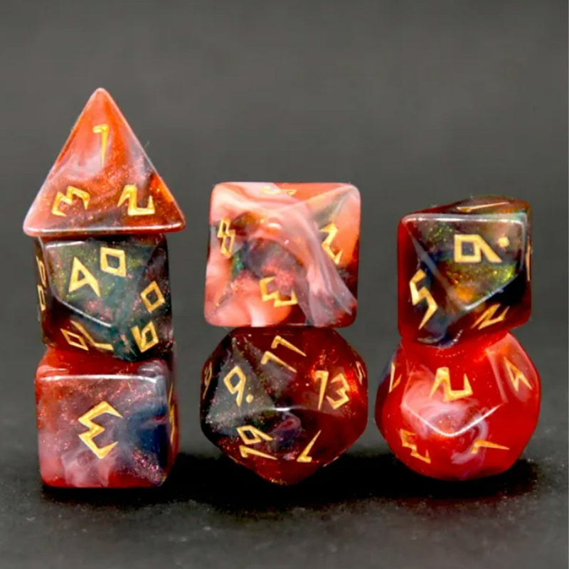 Past Lives - 7 Piece Polyhedral Dice Set + Dice Bag
