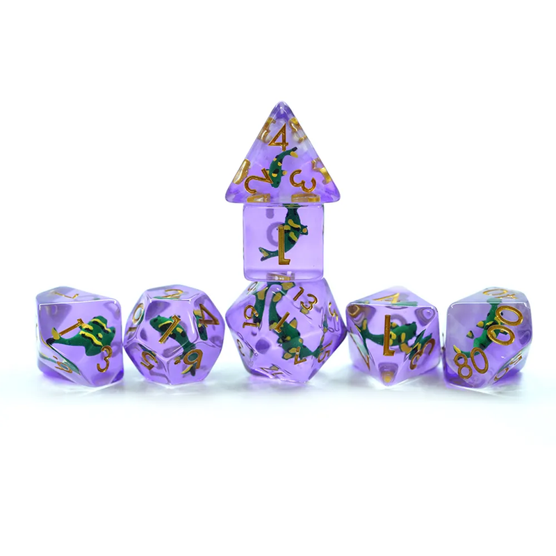 Periwinkle Sea - 7 Piece Polyhedral Dice Set + Dice Bag