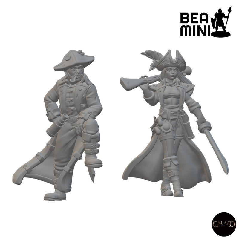 Pirate Captains | BeaMini Unpainted RPG Miniatures