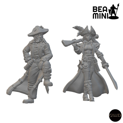 Pirate Captains | BeaMini Unpainted RPG Miniatures