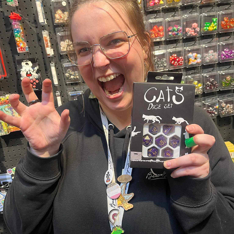 Purrito the Cat 7pc Polyhedral Dice Set by Q Workshop