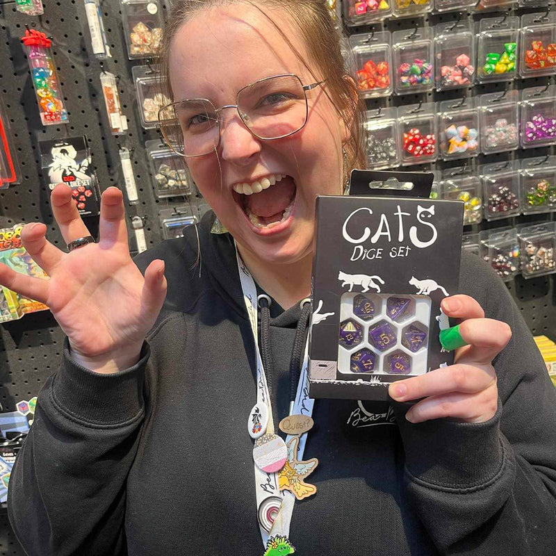 Purrito the Cat 7pc Polyhedral Dice Set by Q Workshop