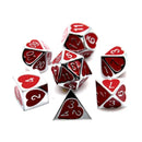 Queen of Hearts - 7 Piece Metal Polyhedral Dice Set & Dice Case