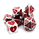 Queen of Hearts - 7 Piece Metal Polyhedral Dice Set & Dice Case