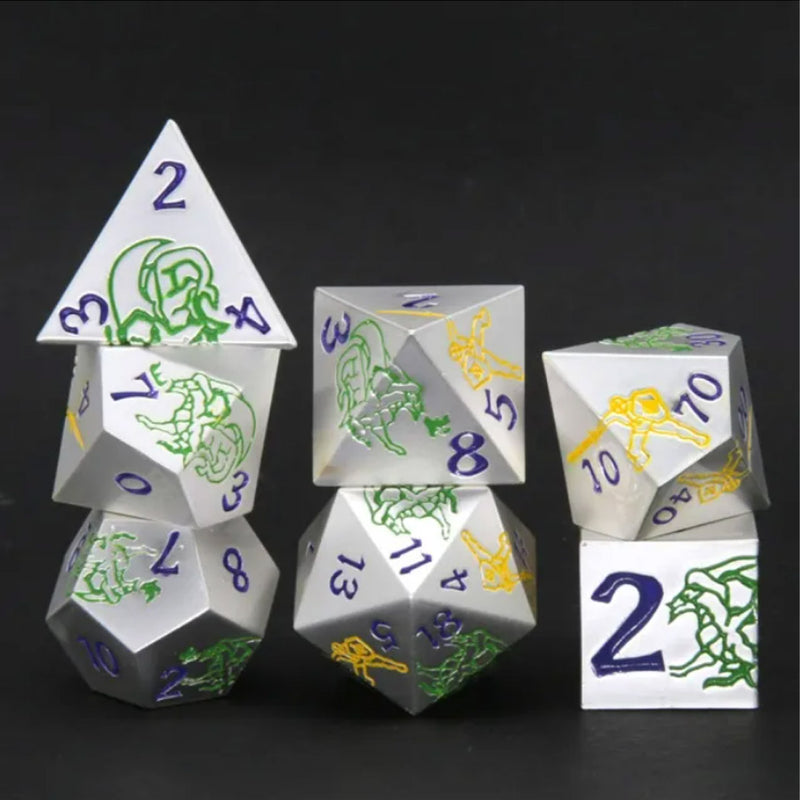Questing Knight - 7 Piece Metal Polyhedral Dice Set
