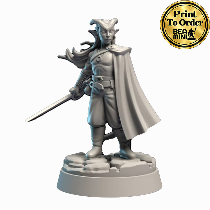 Tiefling Fighter | BeaMini Print to Order Miniatures