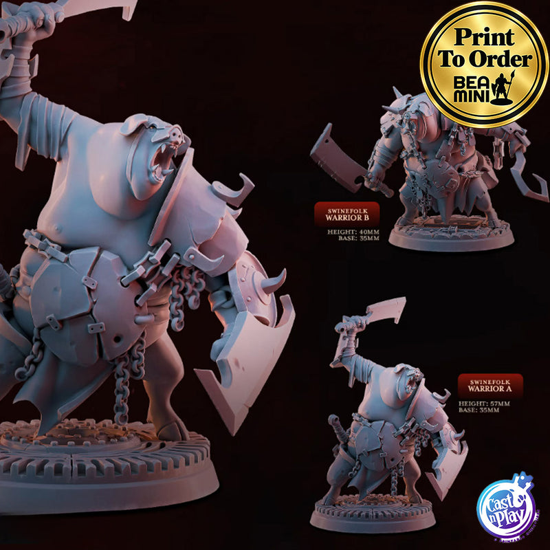 Swinefolk Warriors | BeaMini Print to Order Miniatures