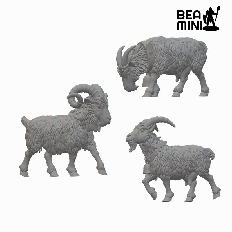 Goats | BeaMini Unpainted RPG Miniatures