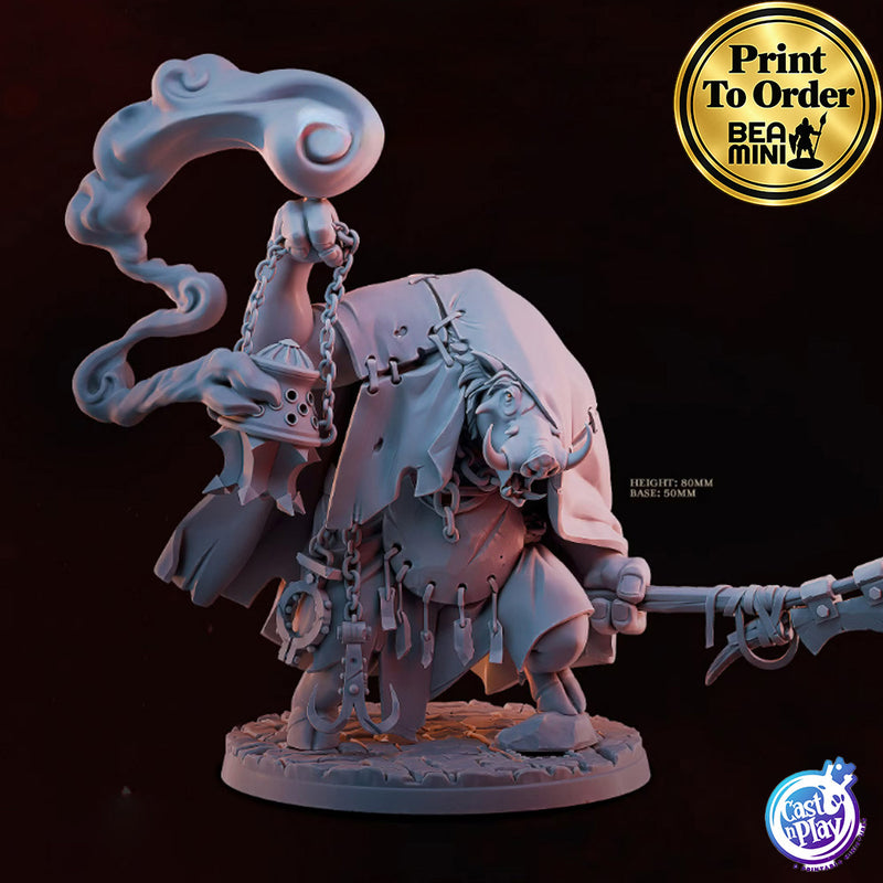 Swinefolk Shaman | BeaMini Print to Order Miniatures