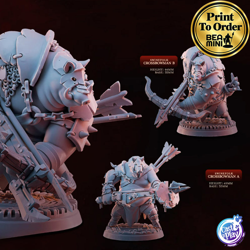 Swinefolk Crossbowmen | BeaMini Print to Order Miniatures