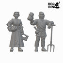 Farmers | BeaMini Unpainted RPG Miniatures