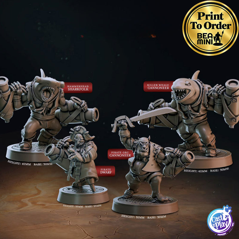 Pirate Cannoneers | BeaMini Print to Order Miniatures