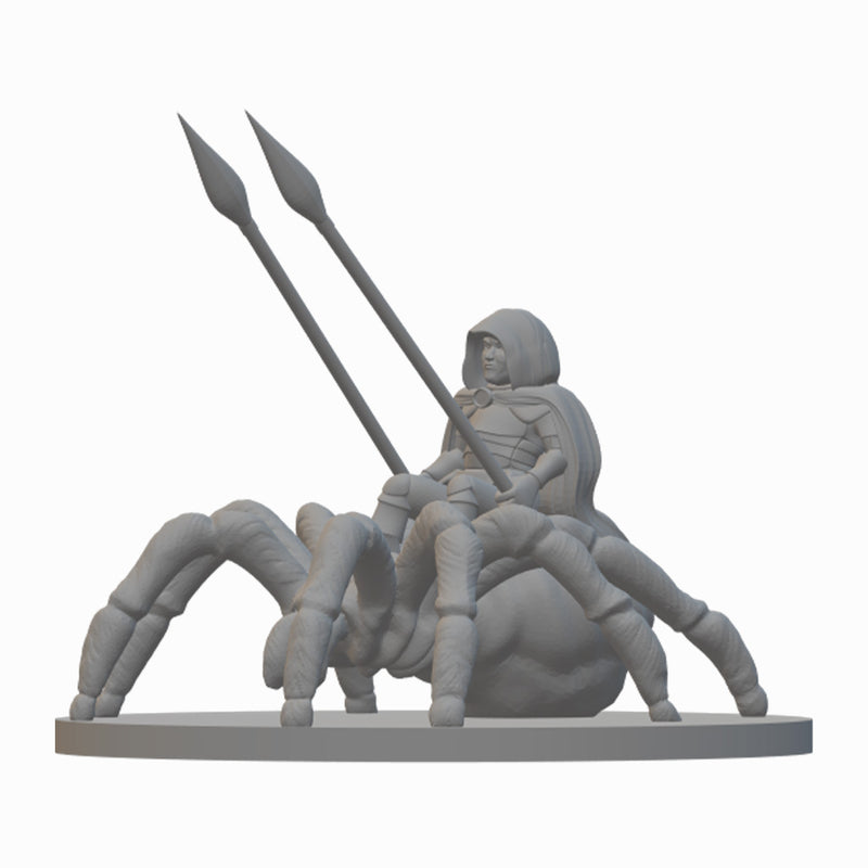 Halfling Ranger on Giant Spider | BeaMini Unpainted RPG Miniatures