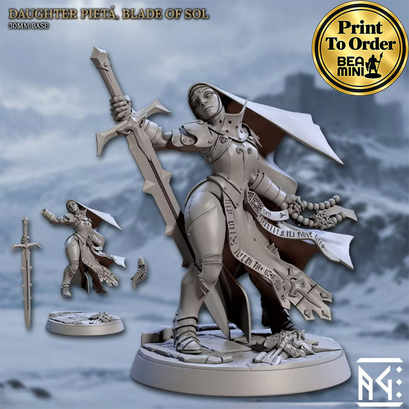 Pieta, Blade of Sol | BeaMini Print to Order Miniatures
