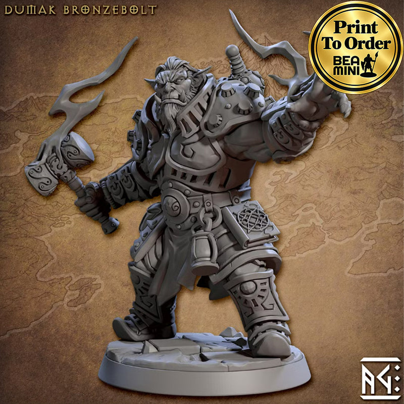 Dumak Bronzebolt, Orc Cleric | BeaMini Print to Order Miniatures
