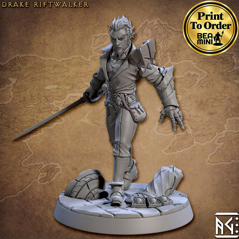 Drake Riftwalker, Human Rogue | BeaMini Print to Order Miniatures