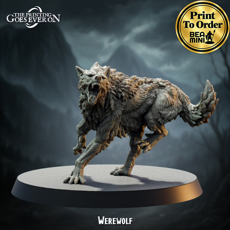 Werewolf (Wolf Form) | BeaMini Print to Order Miniatures