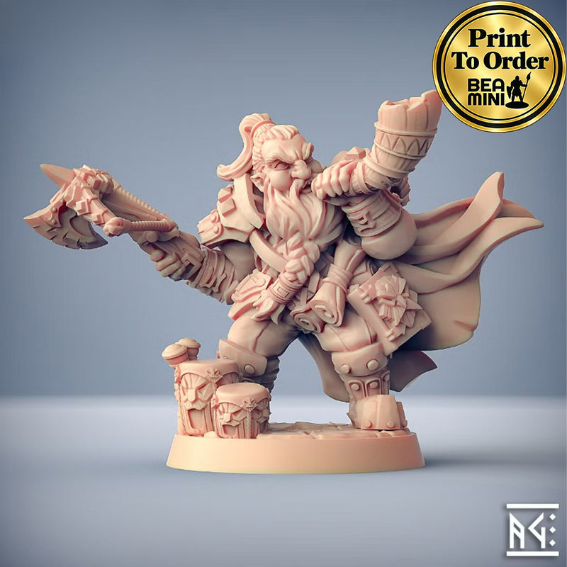 Flokir Dwarf Bard | BeaMini Print to Order Miniatures