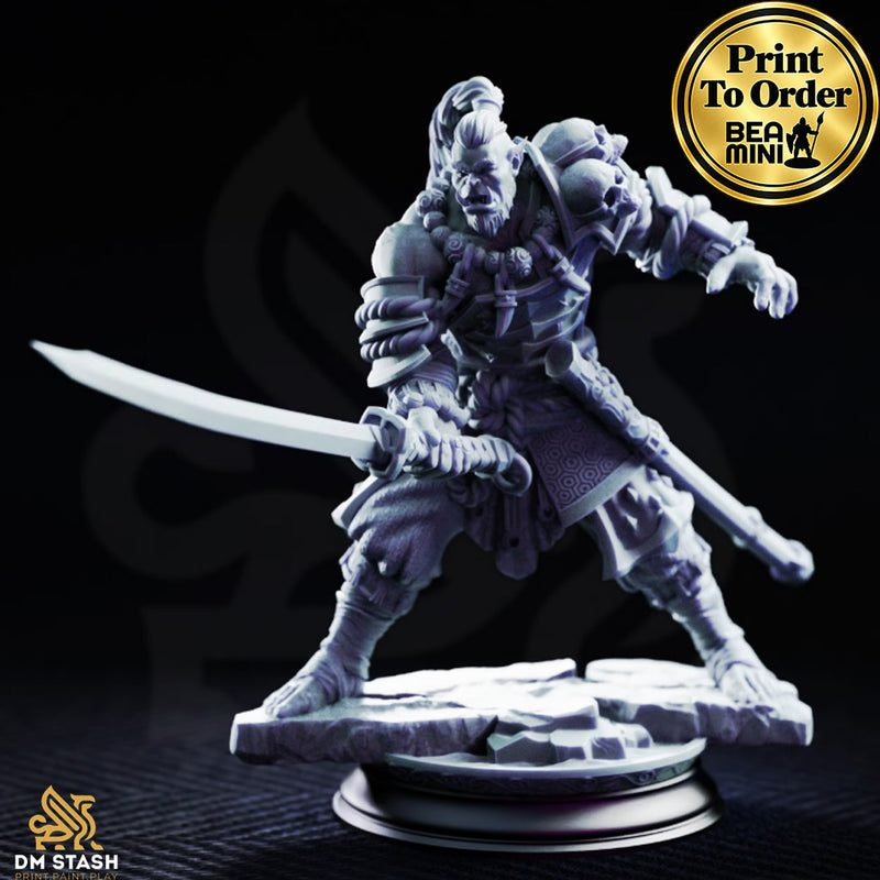 Bagrash Ilkhan, Orc Fighter | BeaMini Print to Order Miniatures