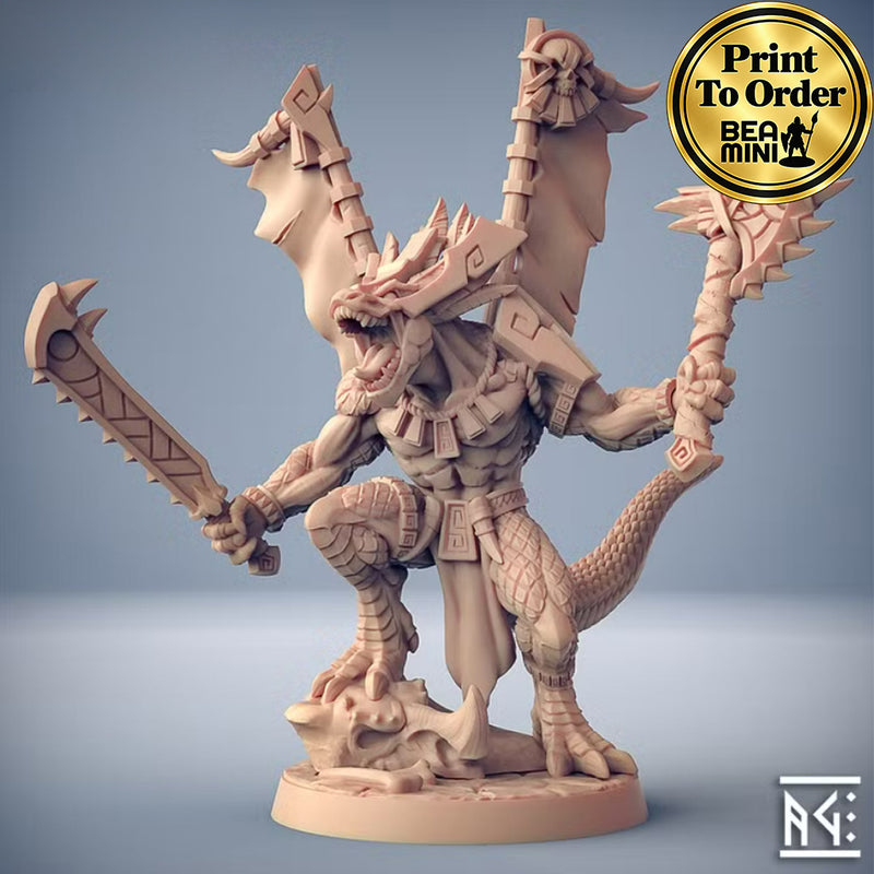 Xol'Toa - Lizardfolk Chieftain | BeaMini Print to Order Miniatures