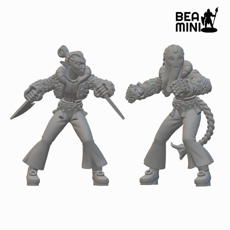 Drow Monks | BeaMini Unpainted RPG Miniatures