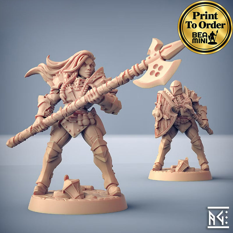 Human Female Paladins | BeaMini Print to Order Miniatures