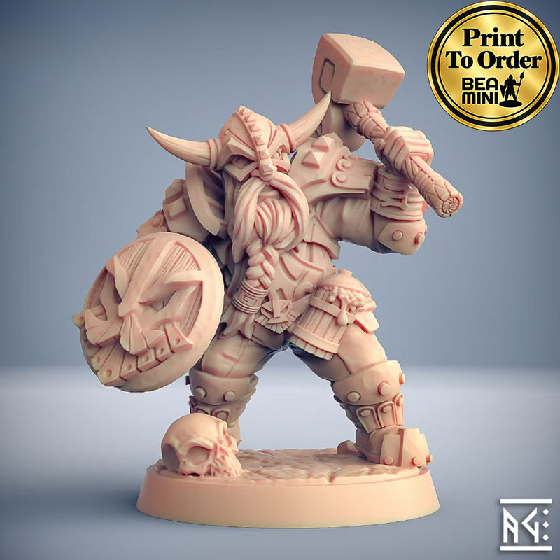 Dwarven Fighter B | BeaMini Print to Order Miniatures