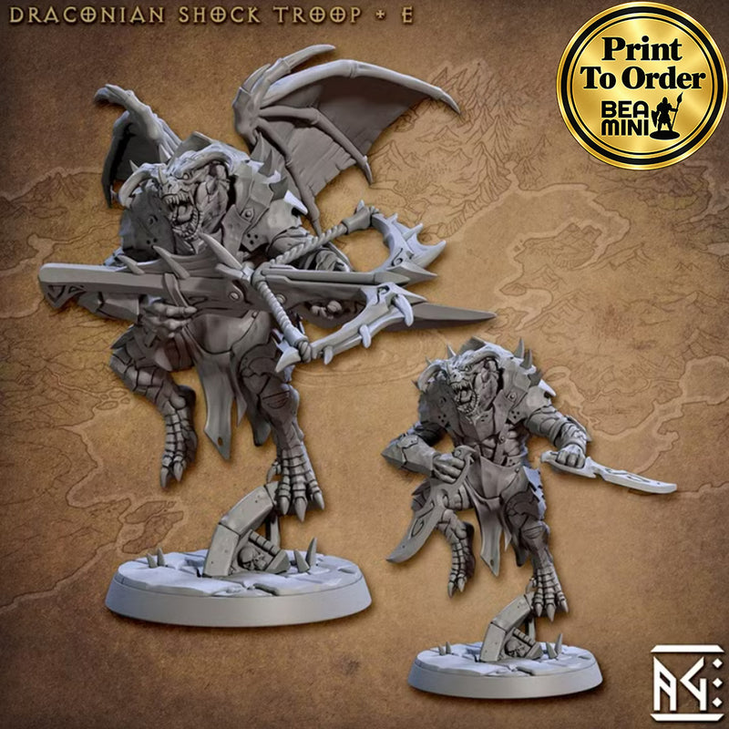 Draconian Shock Troops - E | BeaMini Print to Order Miniatures