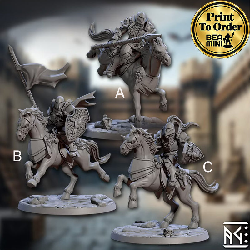 Human Knight (Mounted) | BeaMini Print to Order Miniatures